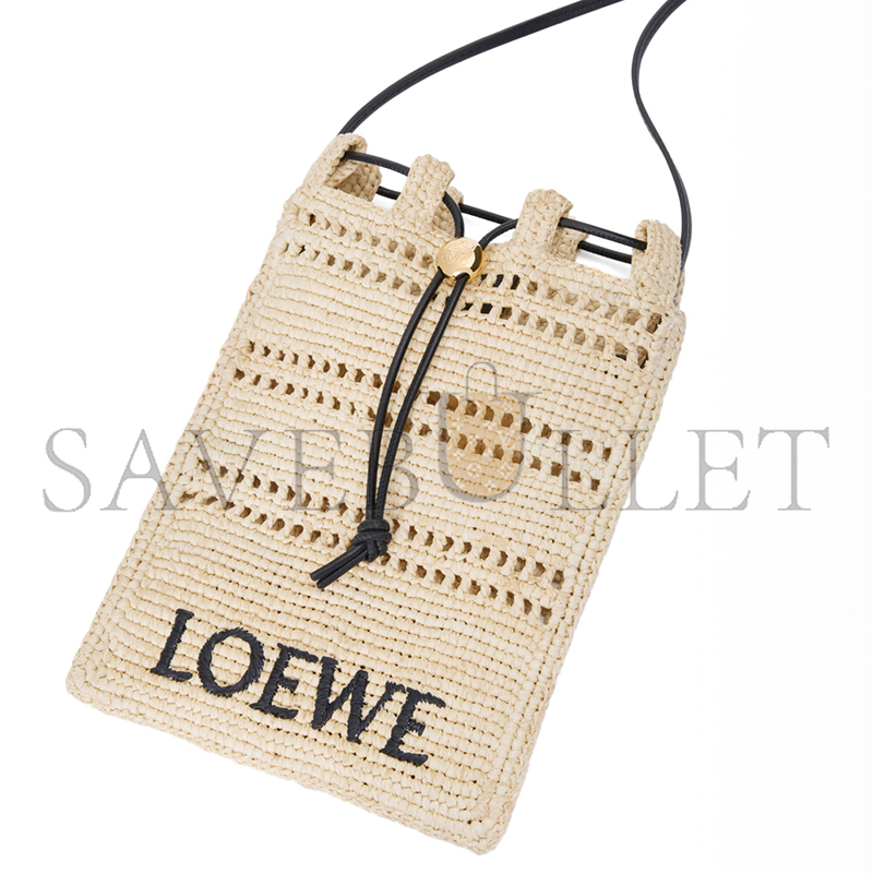 L0ew* DRAWSTRING POCKET IN RAFFIA C756PHPX01 (21*16*1cm)